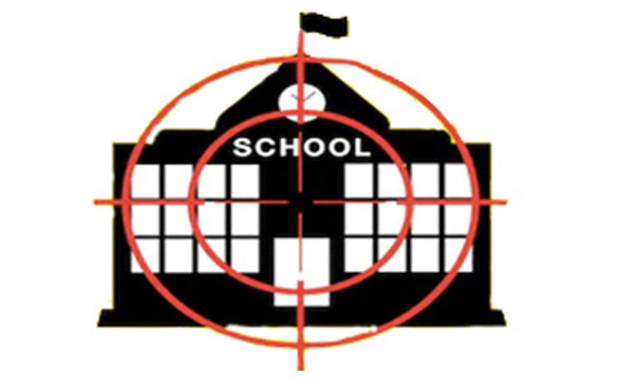 校園發生槍擊，學生慌張逃跑?