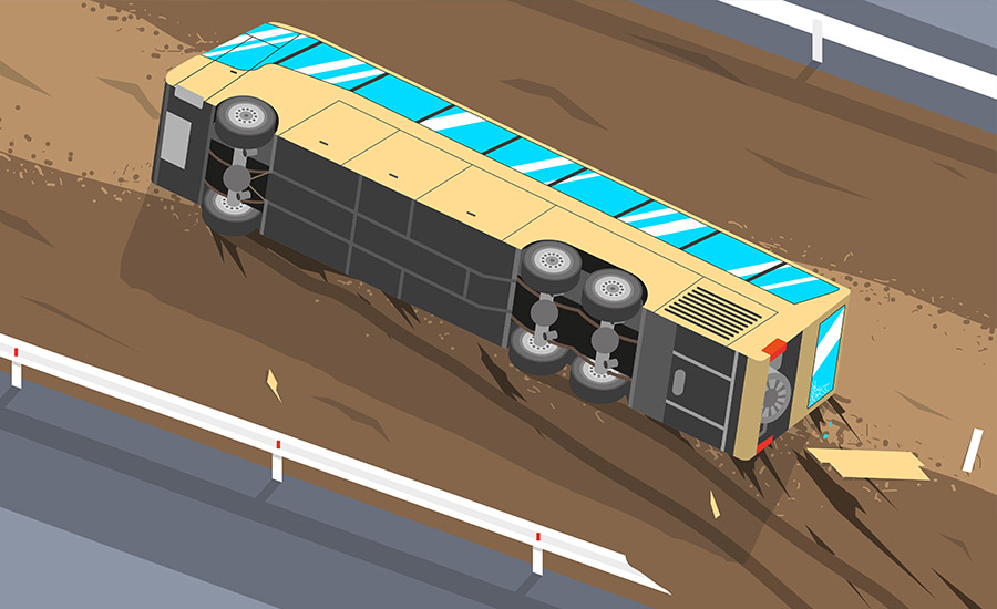 還是失事的汽車在路上翻側?